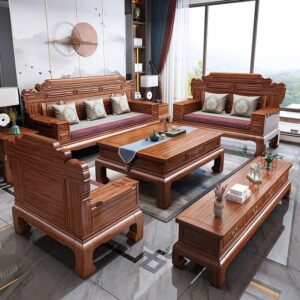 Bàn ghế Sofa Gỗ Hoa Lê Vàng Đông Hè Hai Mùa – Nội Thất Gỗ Đỏ Biệt Thự Phong Cách Tân Cổ Điển - Hình ảnh 4