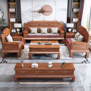 Bàn ghế Sofa Gỗ Hoa Lê Vàng Đông Hè Hai Mùa – Nội Thất Gỗ Đỏ Biệt Thự Phong Cách Tân Cổ Điển - Hình ảnh 2