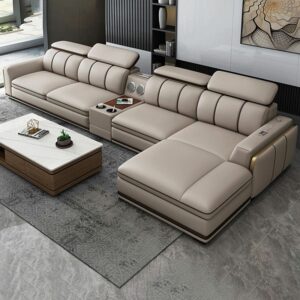 Bộ Sofa Da Bò Cao Cấp – Kết Hợp Bàn Sofa Hiện Đại, Sang Trọng - Hình ảnh 3